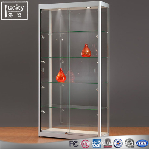 Plexiglass high quality led light display cabinet used acrylic/glass display cabinet showcase for market display